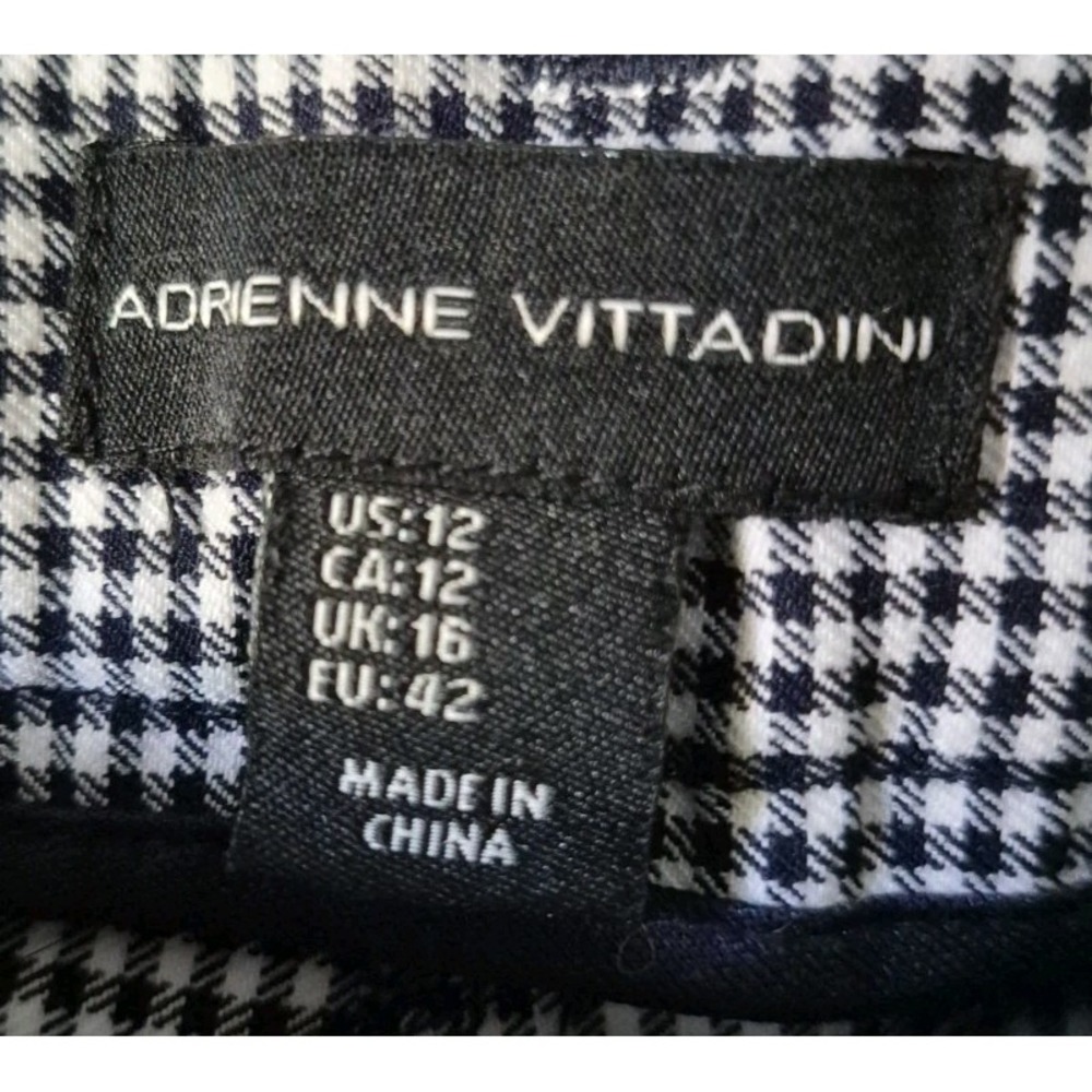 Adrienne Vittadini Black/White Gingham Check Dress Pants Size 12 Business - Picture 3 of 4